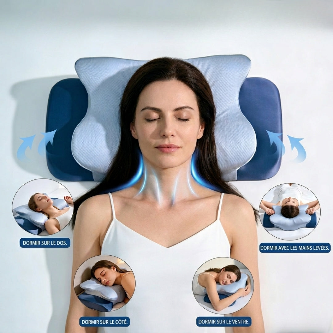 CerviNuit™ Pro - l'oreiller Cervical Ergonomique Papillon Haute Précision