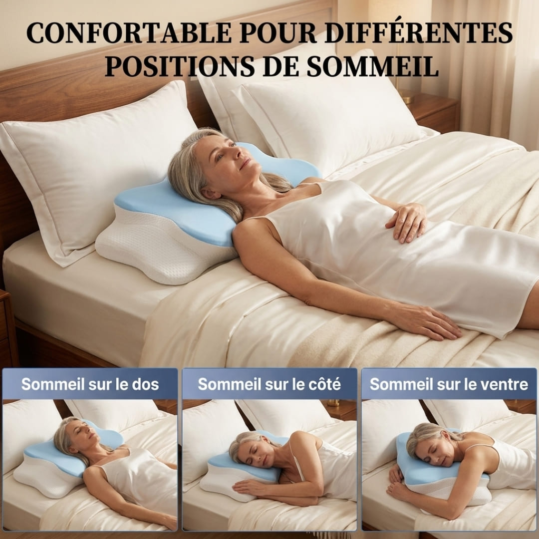 CerviNuit™ Air - L'oreiller Cervical Ergonomique Papillon à Ventilation Active