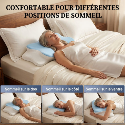 CerviNuit™ Air - L'oreiller Cervical Ergonomique Papillon à Ventilation Active