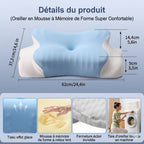 CerviNuit™ Air - L'oreiller Cervical Ergonomique Papillon à Ventilation Active