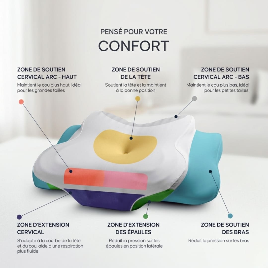 CerviNuit™ Air - L'oreiller Cervical Ergonomique Papillon à Ventilation Active