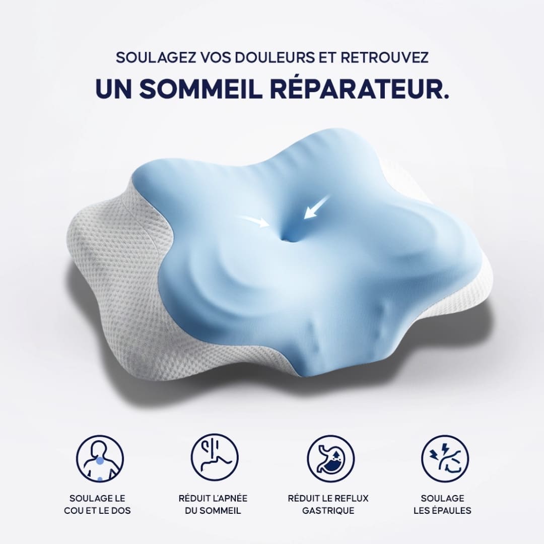 CerviNuit™ Air - L'oreiller Cervical Ergonomique Papillon à Ventilation Active