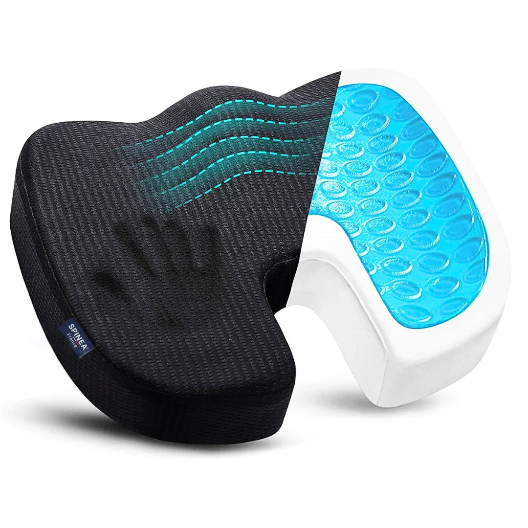 Coussin Orthopédique SPINEA® | Gel Frais & Mémoire de Forme | Soulagement Coccyx & Sciatique