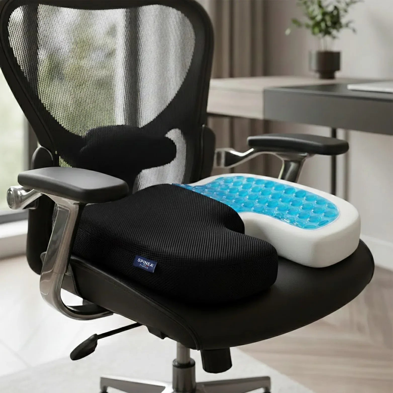 Coussin Orthopédique SPINEA® | Gel Frais & Mémoire de Forme | Soulagement Coccyx & Sciatique